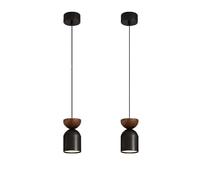 MODEBHD Suspension Vintage Italienne, Abat-Jour en métal, Lampes suspendues, Accessoire en Bois Massif, plafonnier LED 5W, Lustre réglable en Corde, luminaires Suspendus, Salon, Chevet