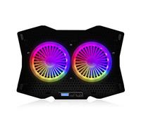 MODECOM MC-CF18 Ventilateur Silencieux RGB LED pour Ordinateur Portable jusqu'à 18" avec Deux Ventilateurs Silencieux