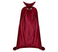 Modeewel Cape de vampire classique Royal Bordeaux, costume de comte Dracula, motif rétro, gothique, bordeaux, aspect velours, vampire, col montant, pour carnaval, Halloween, fête, cosplay