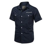 Modeewel Chemise d'extérieur pour homme - Chemise de safari - Chemise de voyage - Kiwi - Manches courtes - Chemise de loisirs - Chemise de travail - Coupe ajustée - Chemise de cowboy - Chemise de