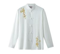 Modeewel Chemise en lin pour homme Kung Fu, Tai Chi Tang, costume de style chinois, arts martiaux traditionnels, manches longues, coton et lin, coupe droite, boutonnée, chemise de pêcheur