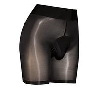 Modeewel Collants minceur moulants pour homme Sous-vêtements brillants Leggings à l'huile Shorts Courts Leggings Culottes Sexy Transparent Nylon Collants Caleçon, Noir , taille unique