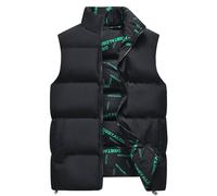 Modeewel Gilet d'hiver matelassé pour homme - Couleur unie - Fermeture éclair - Veste de transition chaude - Veste d'hiver légère - Avec capuche - Gilet d'hiver léger et coupe-vent, b noir, M