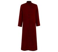 Modeewel Kaftan Robe à col rond moyen pour homme avec boutons Longue Thobe Rétro Kandoura Coupe universelle Halloween Prêtre Costume de moine chrétien Robe unie Vintage Tuniques traditionnelles
