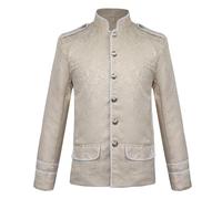 Modeewel Uniforme victorien pour homme - Col montant - Manteau de renaissance médiévale - Costume de carnaval - Drumers militaires - Veste gothique industrielle steampunk, Blanc., XXL