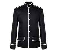 Modeewel Uniforme victorien pour homme - Col montant - Manteau de renaissance médiévale - Costume de carnaval - Drumers militaires - Veste gothique industrielle steampunk, Noir , M