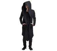 Modeewel Veste à capuche gothique punk pour homme - Longue veste en tricot - Trench coat Steampunk vintage - Coupe-vent - Oversize - Coupe longue - Sweat à capuche - Cardigan à bord ouvert - Costume