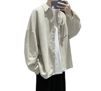 Modeewel Veste en velours côtelé pour homme - Veste demi-saison légère - Veste de loisirs vintage à manches longues - Coupe droite - Boutonnière - Veste coupe-vent en Corduroy, beige, XXL