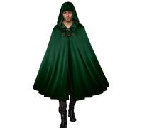 Modeewel Vêtements médiévaux pour homme - Avec capuche - Halloween - Cosplay - Cape de vampire - Cape punk - Costume médiéval avec capuche - Knight Renaissance - Vintage gothique - Wizard, Vert armée