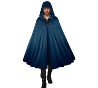 Modeewel Vêtements médiévaux pour homme - Avec capuche - Halloween - Cosplay - Cape de vampire - Cape punk - Costume médiéval avec capuche - Knight Renaissance - Vintage gothique - Wizard, bleu, L