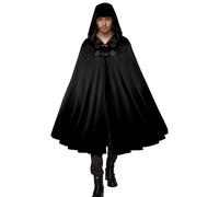 Modeewel Vêtements médiévaux pour homme - Avec capuche - Halloween - Cosplay - Cape de vampire - Cape punk - Costume médiéval avec capuche - Knight Renaissance - Vintage gothique - Wizard, Noir , L