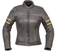 Modeka Iona Veste en cuir de moto dames, noir/jaune, Taille 42