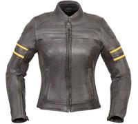 Modeka Iona Veste en cuir de moto dames, noir-jaune, taille 36 pour femmes