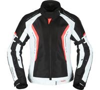 Modeka Khao Air Veste textile de moto dames, noir-gris-rouge, taille 38 pour femmes