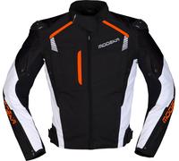 Modeka Lineos Veste textile de moto, noir-blanc-orange, taille M pour homme