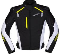 Modeka Lineos Veste textile de moto, noir-blanc-jaune, taille 2XL pour homme