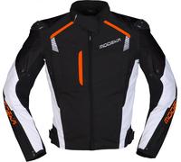 Modeka Lineos Veste textile de moto, noir-blanc-orange, taille XL pour homme