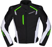 Modeka Lineos Veste textile de moto, noir-blanc-vert, taille 2XL pour homme