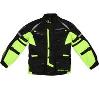 Modeka Tourex II Veste textile de moto pour enfants, noir-jaune, taille XS 140 pour des gamins