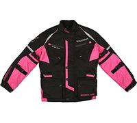 Modeka Tourex II Veste textile de moto pour enfants, noir-rose, taille 2XS 128 pour des gamins