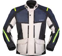 Modeka Varus veste textile de moto imperméable, Gris clair/bleu, Taille M