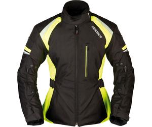 Modeka Violetta, veste textile imperméable pour femmes 36 Noir/Jaune Néon Noir/Jaune Néon