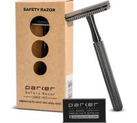 Model 78R 3-Piece Closed Comb Safety Razor With 5 Parker Platinum Blades Included (Graphite/Gun Metal)