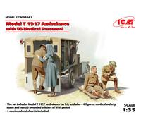 Model T 1917 Ambulance With US Medical Personnel 1:3 5 Plastique Model Kit Icm