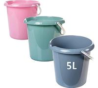 Model Teo - Lot de 3 seaux de nettoyage - 5 l - En plastique robuste - Avec bec verseur et échelle de mesure - Convient à un usage alimentaire