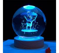 Modèle 3d De La Boule De Cristal De La Galaxie, 7 Couleurs Changeantes Avec Base Led, Modèle De Planètes De 8Cm, Scène De Nuit Créative Astronomie 3d Veilleuse Lumineuse (Deer)