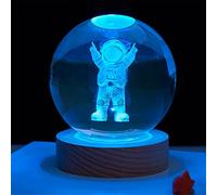 Modèle 3d De La Boule De Cristal De La Galaxie, 7 Couleurs Changeantes Avec Base Led, Modèle De Planètes De 8Cm, Scène De Nuit Créative Astronomie 3d Veilleuse Lumineuse (Astronauts)