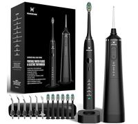 Modèle amélioré d'hydropulseur et de brosse à dents électrique Combo-5 Mode de brossage et fil dentaire, changeur de jeu pour votre routine de soins bucco-dentaires. Kit de nettoyage buccal 2 en 1