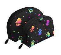 Modèle Animal d'empreinte de Patte Arc-en-Ciel, Trousse de Maquillage Coquille Femme Petit Porte-Monnaie Trousse de Toilette Trousse à cosmétiques 2 pièces