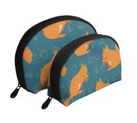 Modèle Animal écureuil Mignon, Trousse de Maquillage Coquille Femme Petit Porte-Monnaie Trousse de Toilette Trousse à cosmétiques 2 pièces