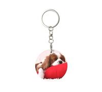 Modèle Cavalier King Charles Spaniel, Porte-clés rond en métal, Porte-clés en métal Porte-clés Porte-anneau Organisateur 1 pièce