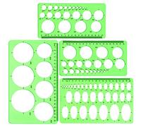 Modèle Cercle et Ovale, 4 Pcs Règles Ovale pour le Bureau et l'école, Règle Géométrique Existe 3 Styles Différents et Modèle de Cercle pour le Dessin a des Échelles Claires et Est Facile à Utiliser