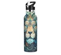 ModèLe Classique Lion Roi Bleu Bouteille d'eau pour Enfants en Acier Inoxydable,Gobelet Isotherme Sous Vide pour Filles Garçons