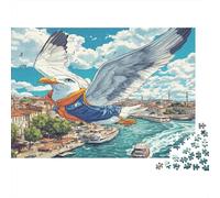 Modèle Cool Seagull Puzzles 1000 Pièces Cadeau Unique House rivière Défi Jouet À De Qualité Supérieure Peinture Art pour Adultes Et Enfants À Partir De 12 Ans 1000pcs (75x50cm)