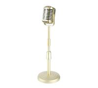 Modèle d'accessoire de microphone vintage, faux modèle de microphone à l'ancienne avec base stable et tige de support réglable, ensemble d'accessoires de micro de style rétro pour (Or)