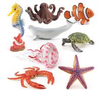 Modèle D'animal Océanique,Petite Andorre Blanche,Poisson Clown,Pieuvre,Étoile De Mer,Méduse Rose,Jouet Biologique Sous-Marin - Type 8pcs Ocean Models