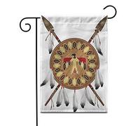 Modèle D'Arme Tribale Amérindienne : Bouclier Et Lance Bannière Solide Drapeaux Double Face Garden Flag Pour Bar Jardin Balcon 30X45Cm