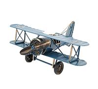 Modèle D'avion Décoration Vintage Rétro Métal Forgé Fer Biplan Avion Avions Artisanat Modèles(bleu)