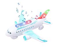 Modèle d'avion électrique - ABS 24 x 12 x 8 cm - Véhicule assemblé - Avion Bump and Go - LED colorées - Sons de musique, apprentissage précoce, jeu imaginatif - Avion éclairé