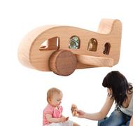 Modèle d'avion en bois, hochet d'avion, jouet de motricité fine | Perles colorées intégrées, motricité fine, en bois, design artisanal à faible décibel pour enfants