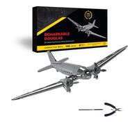 Modèle d'avion en métal 3D, DC-3 3D Avion Modèle Dynamic Avion Model Puzzle Kit de puzzle, écran de bureau collectible pour les amateurs d'aviation