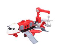 Modèle d'avion Jouet Haute Simulation, Jouet d'avion Multifonctionnel Anti-Chute avec Modèle de Voiture pour Enfants Rouge, Conception Durable, éducatif pour Un Jeu Créatif