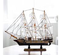Modèle De Bateau en Bois Modèle De Voilier en Bois Fait À La Main Décorations De Maison De Style Méditerranéen pour Un Cadeau De Fête d'anniversaire Parfait, 38 * 43cm,Pleasant63