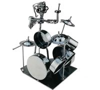 Modèle de batteur créatif, groupe rock, performer instrumental, sculpture métal, figurine collection, étagère, artisanat fer, statuette anniversaire