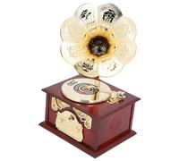 Modèle de boîte à musique Gramophone rétro, boîte à musique Gramophone mécanique classique, figurines, accessoires de phonographe, ornement de bureau, décoration Vintage pour la (Gramophone marron)