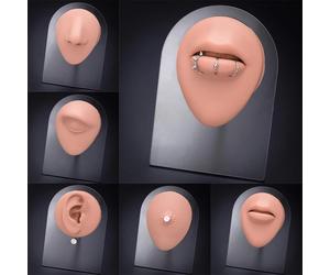 Modèle de bouche humaine en silicone brun avec présentoir, simulation de langue antarctique, affichage de bijoux de piercing, outil fuchsia